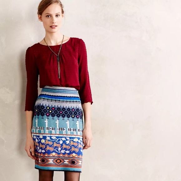 Anthropologie Llama Line Sweater Skirt Size S - Picture 2 of 7
